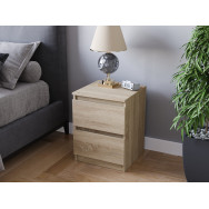 Приліжкова тумбочка у спальню на 2 ящики без ручок з ЛДСП Дуб Сонома 40х53х40 см