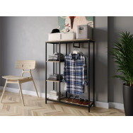 Стелаж в передпокій для одягу та взуття з крючками і полицями у стилі ЛОФТ з ЛДСП дуб сонома Стелаж в передпокій для одягу та взуття з крючками і полицями у стилі ЛОФТ з ЛДСП дуб сонома