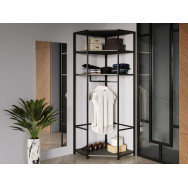 Кутовий передпокій для одягу та взуття з полицями и штангой у стилі ЛОФТ с ЛДСП антрацит Кутовий передпокій для одягу та взуття з полицями и штангой у стилі ЛОФТ с ЛДСП антрацит