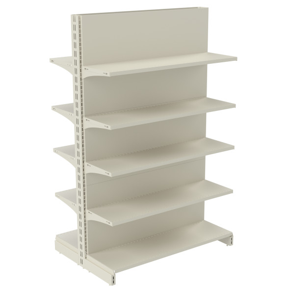 Стеллаж двухсторонний металлический 1625х1330х600 мм на 10 полок Кремовый