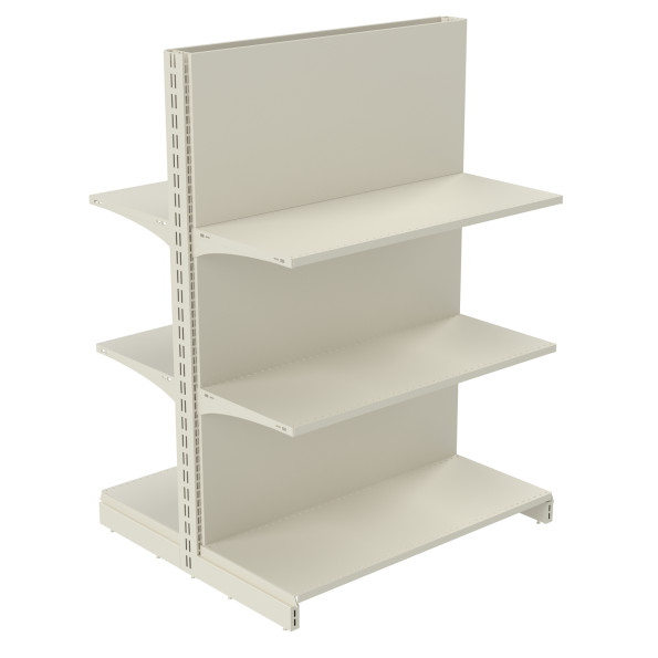 Стеллаж двухсторонний металлический 1473х1330х800 мм на 6 полок Кремовый