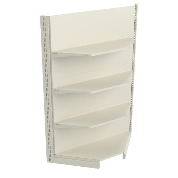 Стелаж кутовий металевий 1625х800х500 мм на 4 полиці Кремовий