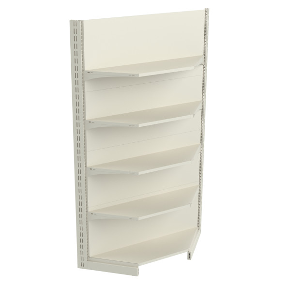 Стелаж кутовий металевий 1930х800х400 мм на 5 полиць Кремовий