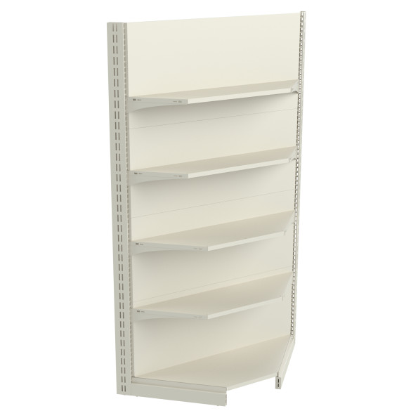 Стелаж кутовий металевий 1930х800х500 мм 5 полиць Кремовий