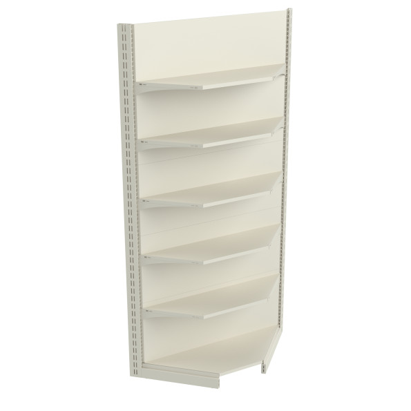 Стелаж кутовий металевий 2235х800х500 мм 6 полиць Кремовий