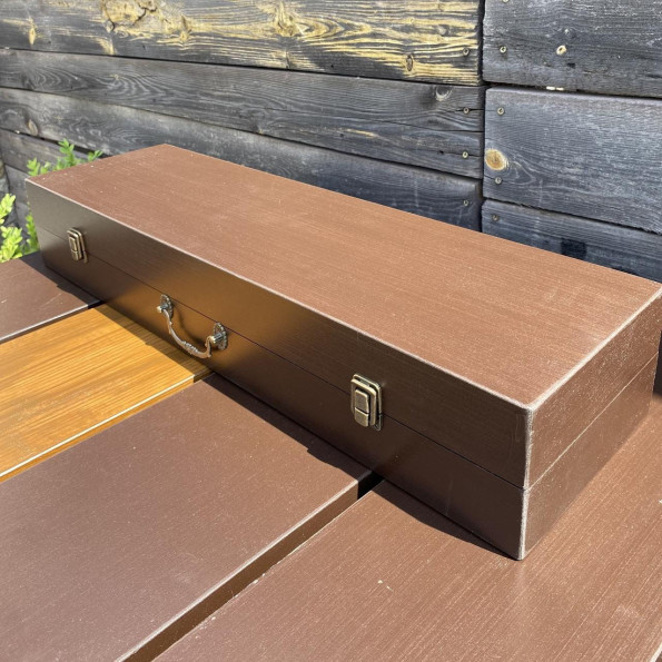 Набор ручной работы из 6 шампуров посудой и топором в кейсе из дерева -
                                                        Фото 4