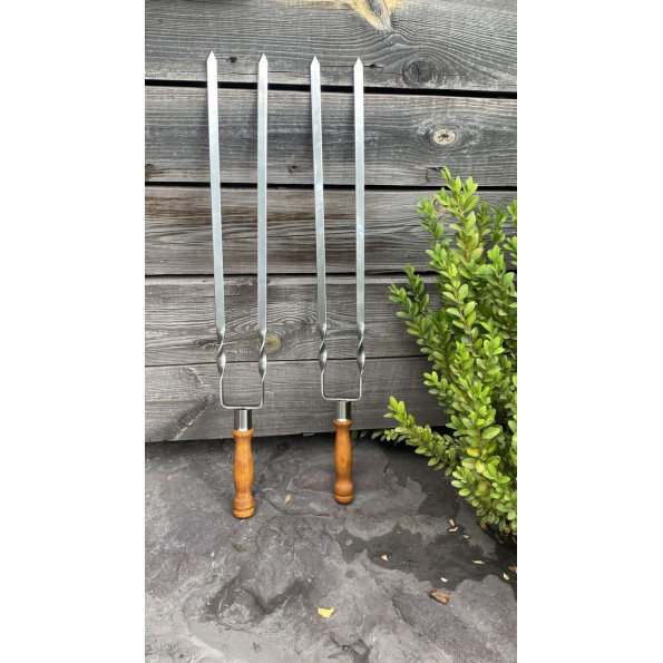 Шампур подвійний з дерев'яною ручкою 63 см світлий -
                                                        Фото 4