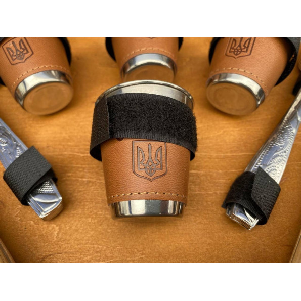 Набор ручной работы 8 шампуров, посуда, термометр для мяса в деревянном кейсе -
                                                        Фото 6