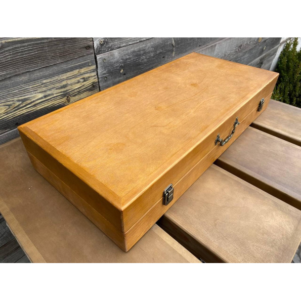 Набор ручной работы 8 шампуров, посуда, термометр для мяса в деревянном кейсе -
                                                        Фото 7