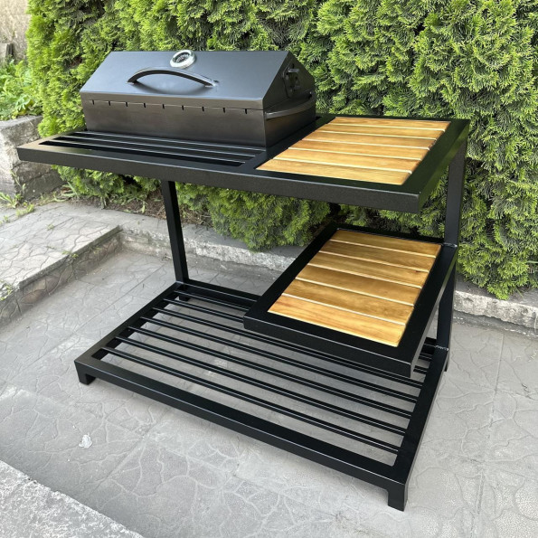 Мангал барбекю з полицею на 9 шампурів 4 мм на дровниці -
                                                        Фото 5