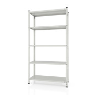 Стеллаж металлический 180х120х60 см БЕЛЫЙ 5 полок из металла РУНА для дома, кладовки, кухни