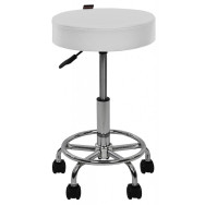 Кресло табурет на колесах без спинки круглое Bonro B-830 белое