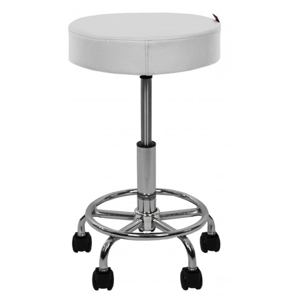 Кресло табурет на колесах без спинки круглое Bonro B-830 белое -
                                                        Фото 3