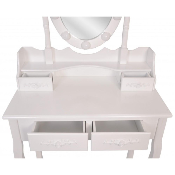 Туалетний столик з підсвічуванням Bonro- В-011L (червона табуретка) -
                                                        Фото 7