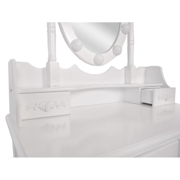 Туалетний столик з підсвічуванням Bonro- В-011L (червона табуретка) -
                                                        Фото 6