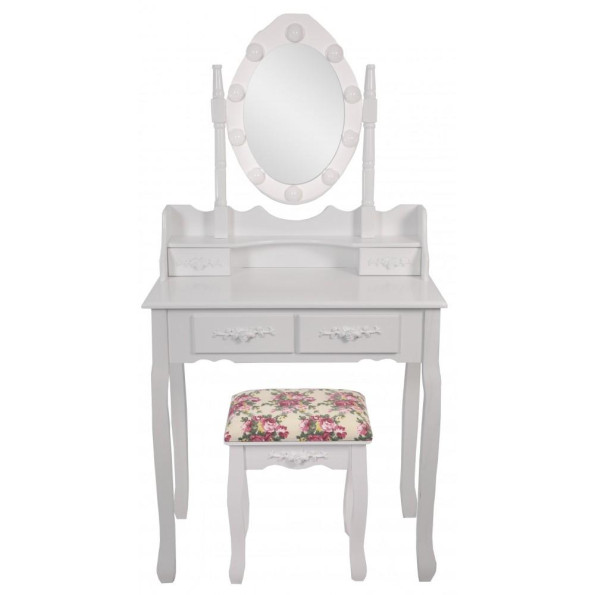 Туалетний столик з підсвічуванням Bonro- В-011L (червона табуретка) -
                                                        Фото 2