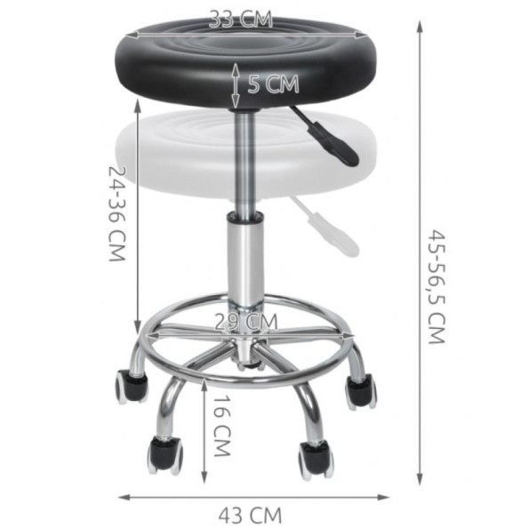 Кресло табурет на колесах без спинки круглое Bonro B-775-1 черный -
                                                        Фото 5 Кресло табурет на колесах без спинки круглое Bonro B-775-1 черный -
                                                        Фото 5