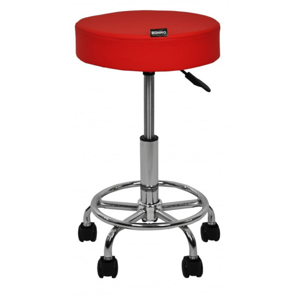 Кресло табурет на колесах без спинки круглое Bonro B-830 красный -
                                                        Фото 2