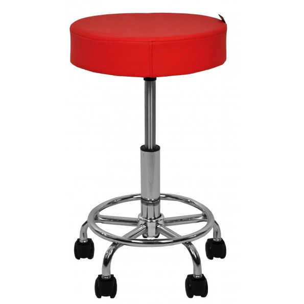 Кресло табурет на колесах без спинки круглое Bonro B-830 красный -
                                                        Фото 4