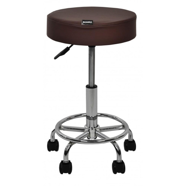 Кресло табурет на колесах без спинки круглое Bonro B-830 коричневый -
                                                        Фото 2
