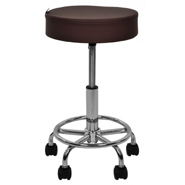 Кресло табурет на колесах без спинки круглое Bonro B-830 коричневый -
                                                        Фото 4