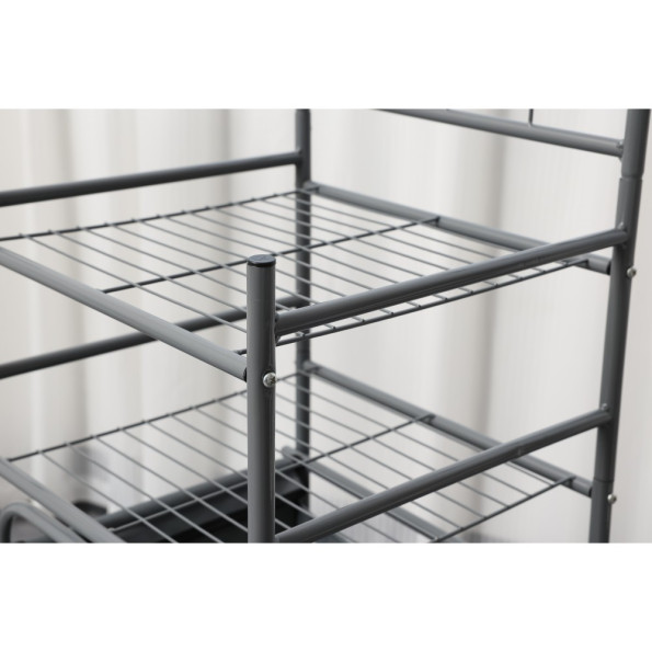 Стеллаж с двумя полками и откидной корзинкой для белья серый -
                                                        Фото 9