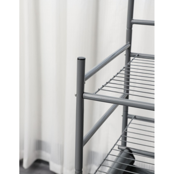 Стеллаж с двумя полками и откидной корзинкой для белья серый -
                                                        Фото 11