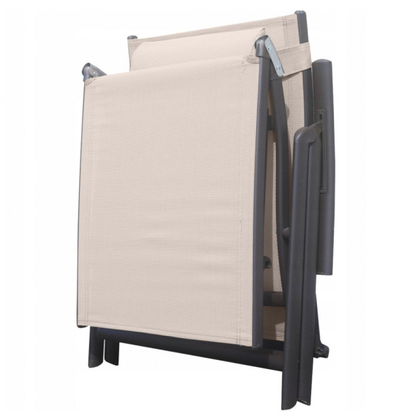 Садовый шезлонг с алюминиевой рамой бежевый -
                                                        Фото 3