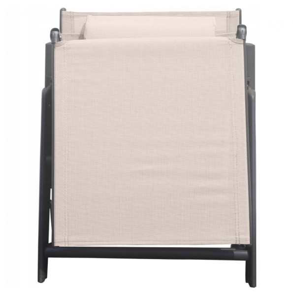 Садовый шезлонг с алюминиевой рамой бежевый -
                                                        Фото 4