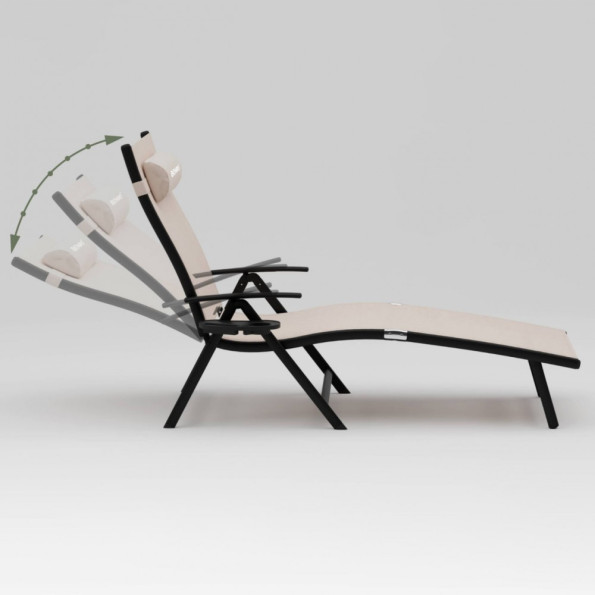 Садовый шезлонг с алюминиевой рамой бежевый -
                                                        Фото 5