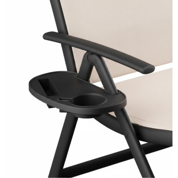 Садовый шезлонг с алюминиевой рамой бежевый -
                                                        Фото 6