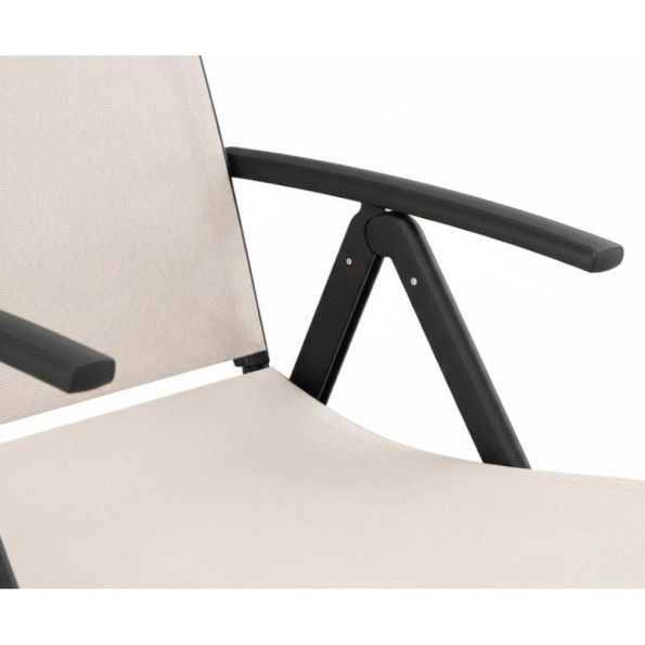 Садовый шезлонг с алюминиевой рамой бежевый -
                                                        Фото 7