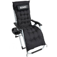 Шезлонг кресло садовый черный + подушка