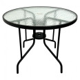 Скляний садовий стіл для тераси круглий 90 см чорний