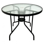 Скляний садовий стіл для тераси круглий 90 см чорний