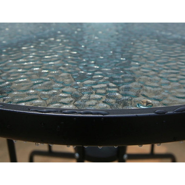 Скляний садовий стіл для тераси круглий 90 см чорний -
                                                        Фото 5