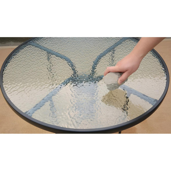 Скляний садовий стіл для тераси круглий 90 см чорний -
                                                        Фото 6