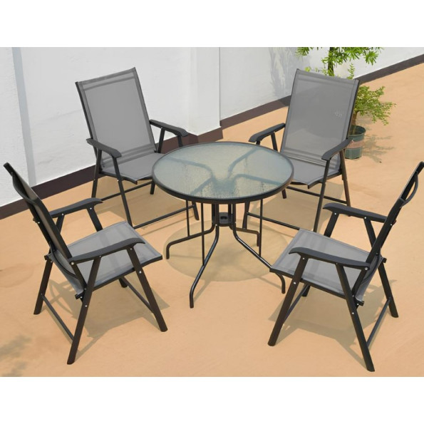 Скляний садовий стіл для тераси круглий 90 см чорний -
                                                        Фото 8