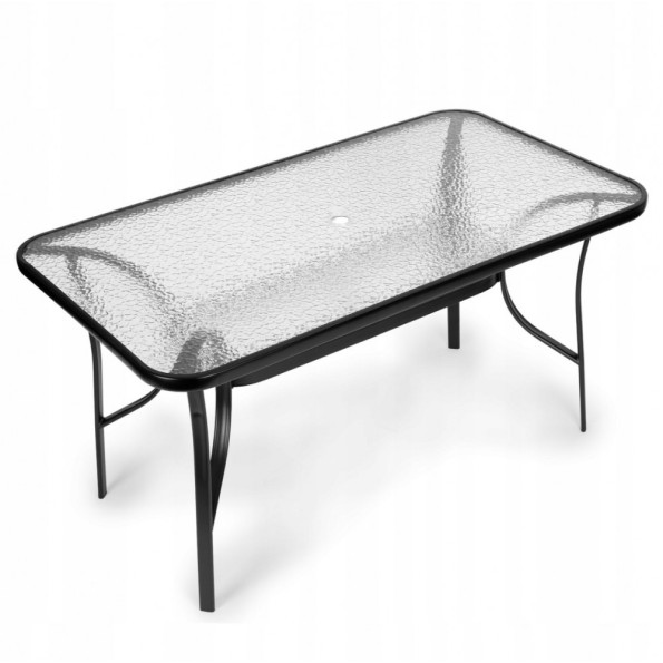 Садовий стіл для тераси з отвором для парасольки чорний  -
                                                        Фото 5