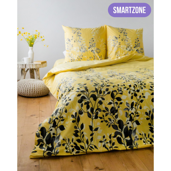Комплект постільної білизни полуторний Поликоттон чорно-жовтий 363375