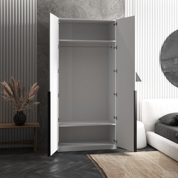 Шафа для одягу на 2 двері зі штангою, з ручками бетон -
                                                        Фото 2