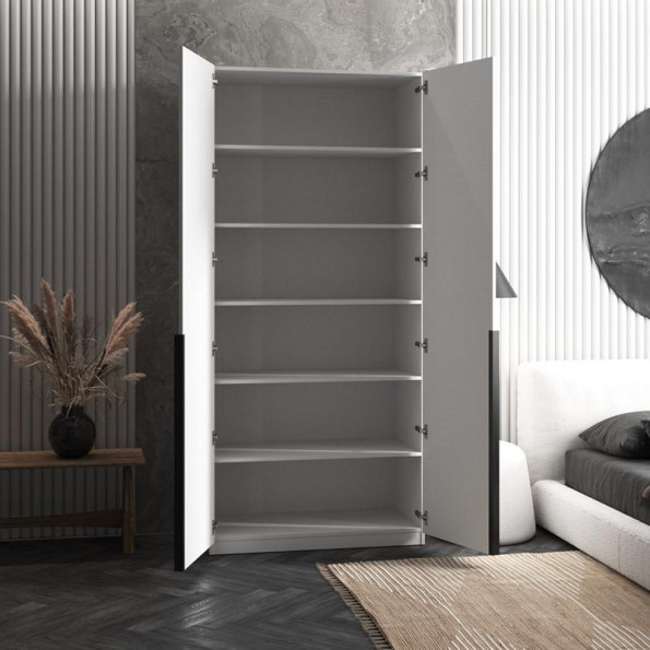 Шафа для одягу на 2 двері з полицями, з ручками дуб сонома -
                                                        Фото 2