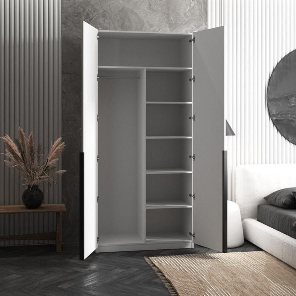 Шафа для одягу на 2 двері зі штангою та полицями, з ручками дуб сонома -
                                                        Фото 2