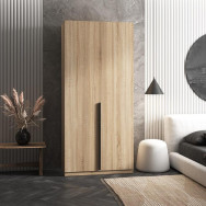 Шкаф для одежды на две двери со штангой и полками, с ручками дуб сонома Шкаф для одежды на две двери со штангой и полками, с ручками дуб сонома
