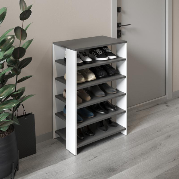 Полиця для взуття з ЛДСП антрацит-біла 60х90х34.4 см