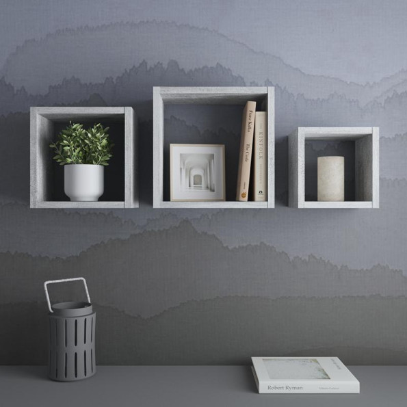 Компект квадратных полок на стену из 3 шт бетон