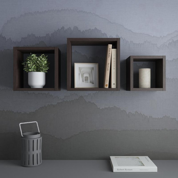 Компект квадратных полок на стену из 3 шт венге