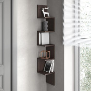 Угловая полка на стену змейка венге темный Угловая полка на стену змейка венге темный