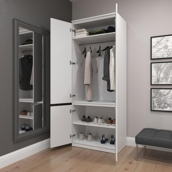 Шафа для одягу і взуття без ручок дуб сонома-білі планки -
                                                        Фото 2