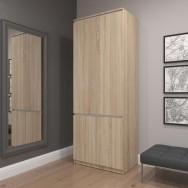 Шкаф для одежды и обуви без ручек дуб сонома-белые планки Шкаф для одежды и обуви без ручек дуб сонома-белые планки